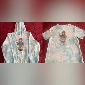 Polo Ralph Lauren boys bear hoodie & matching bear tee size large 14-16 in EUC‼️